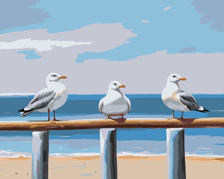 Картина по номерам «Море: Чайки на пляже 2»