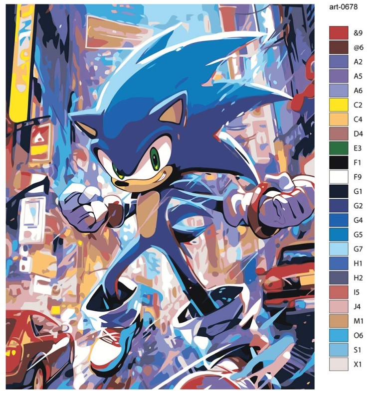 Картина по номерам «Игра Соник Sonic: ёж в городе арт» — картинка 2