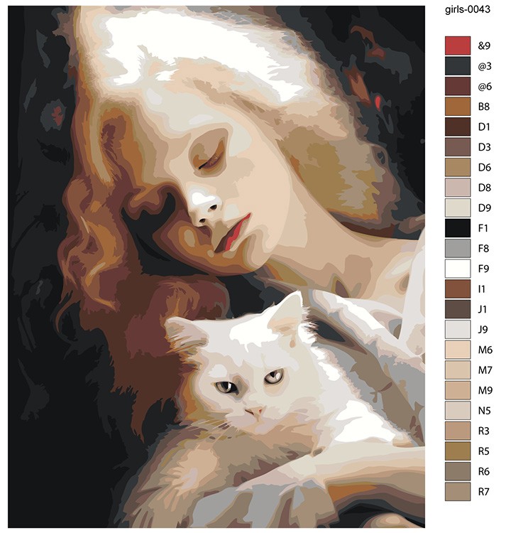Картина по номерам «Девушка с белым котом» — картинка 2
