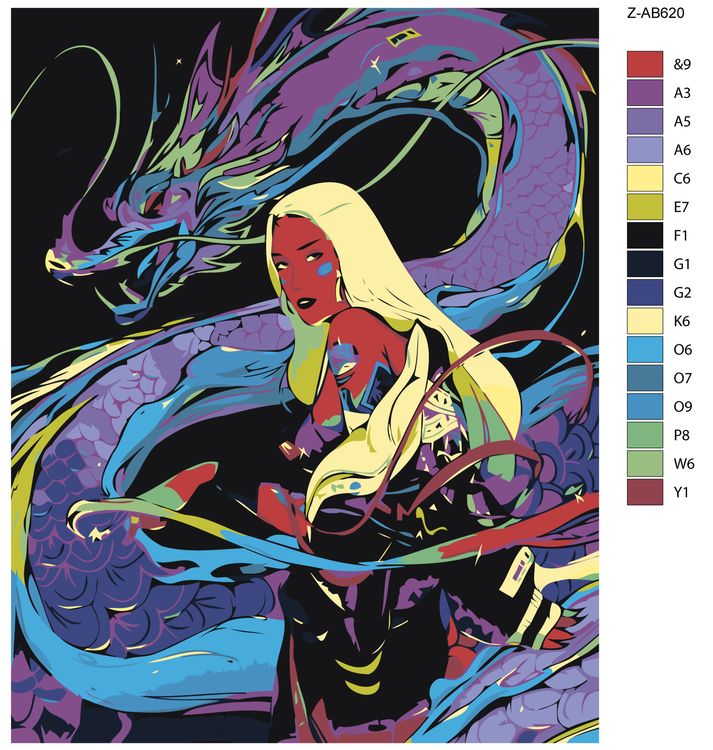 Картина по номерам «Девушка и дракон» — картинка 2