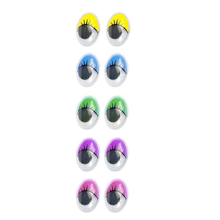 Глаза овальные с ресничками, 14х18 мм, цвет: микс 6, 50 шт., Magic 4 Toys