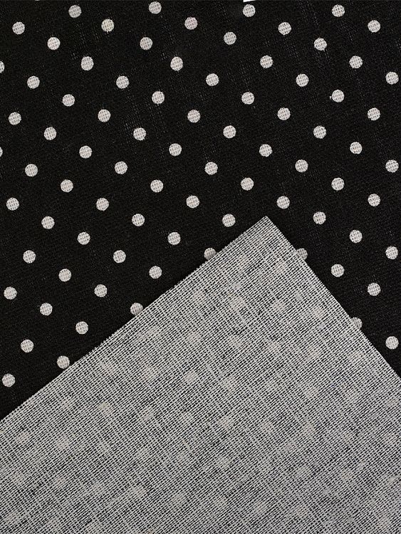 Ткань льняная, 1 м x 150 см, 140 г/м², цвет: черный, горошек, TBY — картинка 4