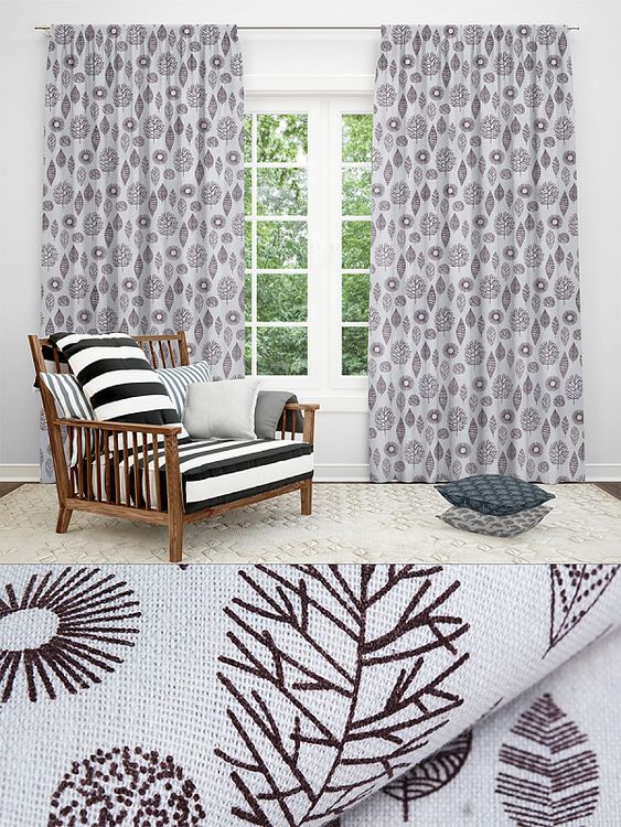 Ткань льняная, 1 м x 150 см, 140 г/м², цвет: белый, растительный принт, TBY — картинка 7