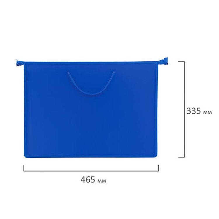 Папка для рисунков и чертежей А3, ручки-шнурок, пластик, молния сверху, ПИФАГОР, синяя — картинка 6