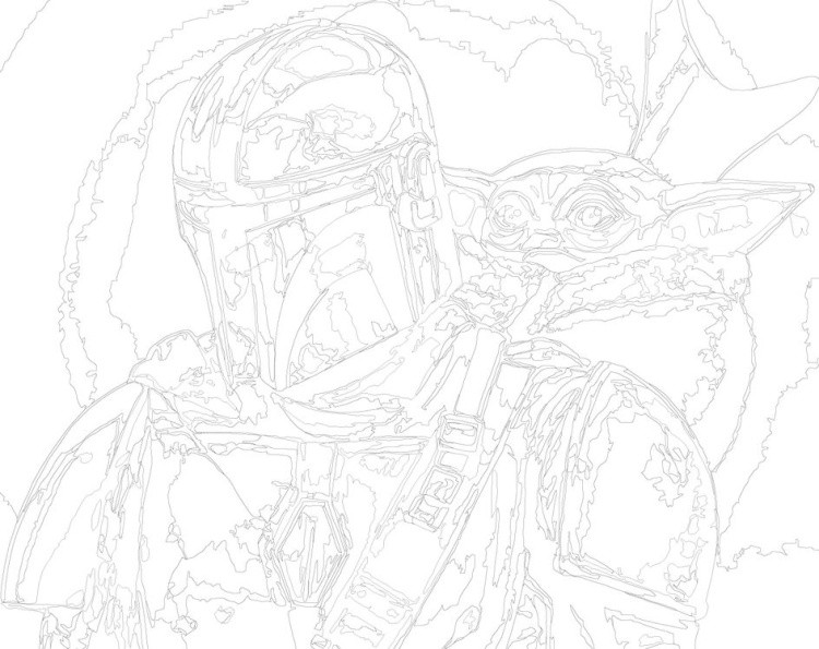 Картина по номерам «Звёздные войны - Мандалорец и Малыш Йода 4» — картинка 3