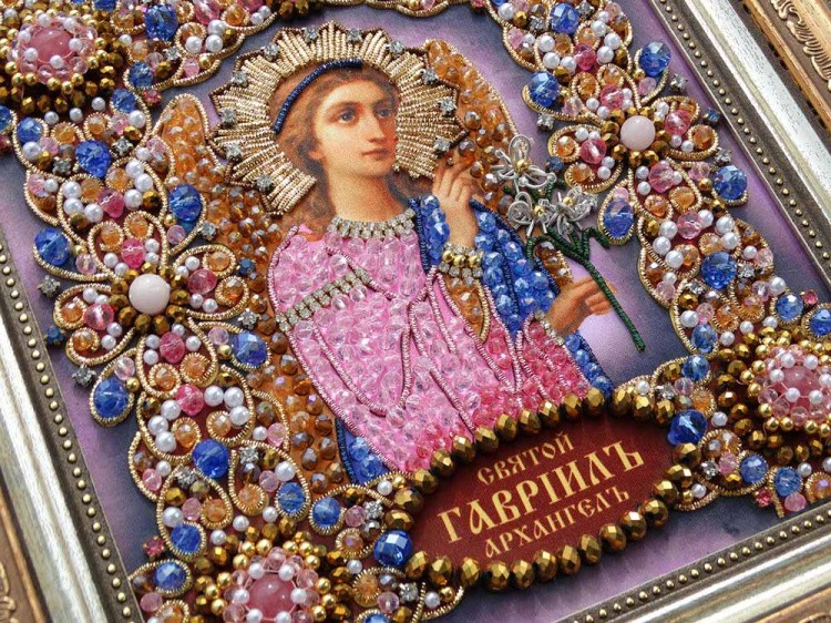 Набор для вышивания хрустальными камнями «Архангел Гавриил» (золото) — картинка 7