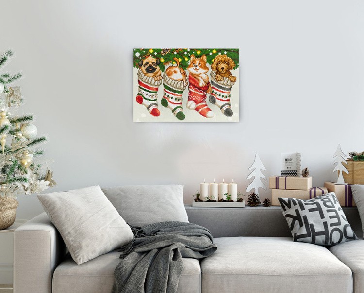 Алмазная вышивка «Щенки в носках» — картинка 4