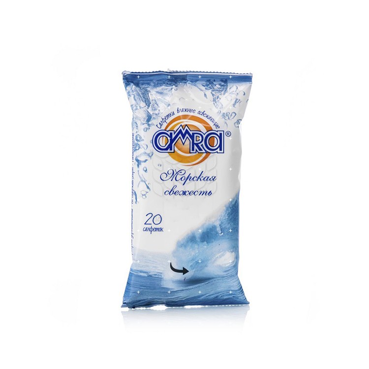 Салфетки влажные AMRA освежающие, в ассортименте, 1 пачка (20 шт.) — картинка 4