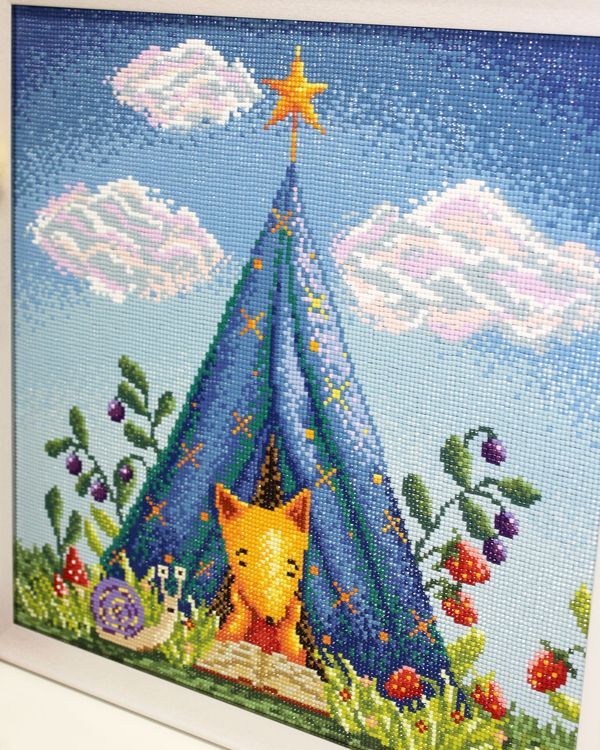 Алмазная вышивка «Лисёнок в синей палатке» — картинка 4