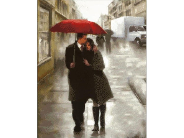 Алмазная вышивка «Под красным зонтом» — картинка 2