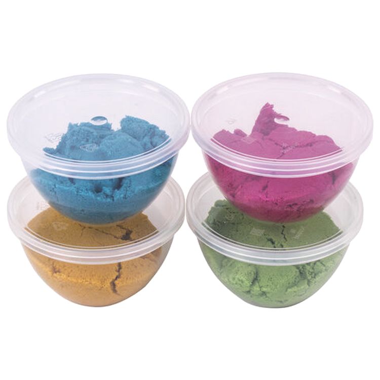 Песок для лепки кинетический Юнландия, 4 цвета, 560 г, формочка, картонный рукав — картинка 2