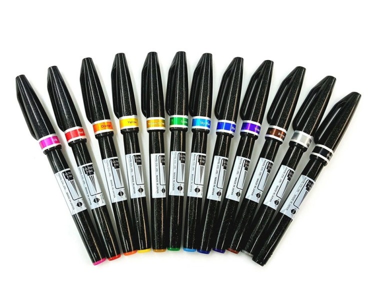 Браш пен Brush Sign Pen Artist, ultra-fine 0,5 - 5 мм, цвет: черный, Pentel — картинка 9
