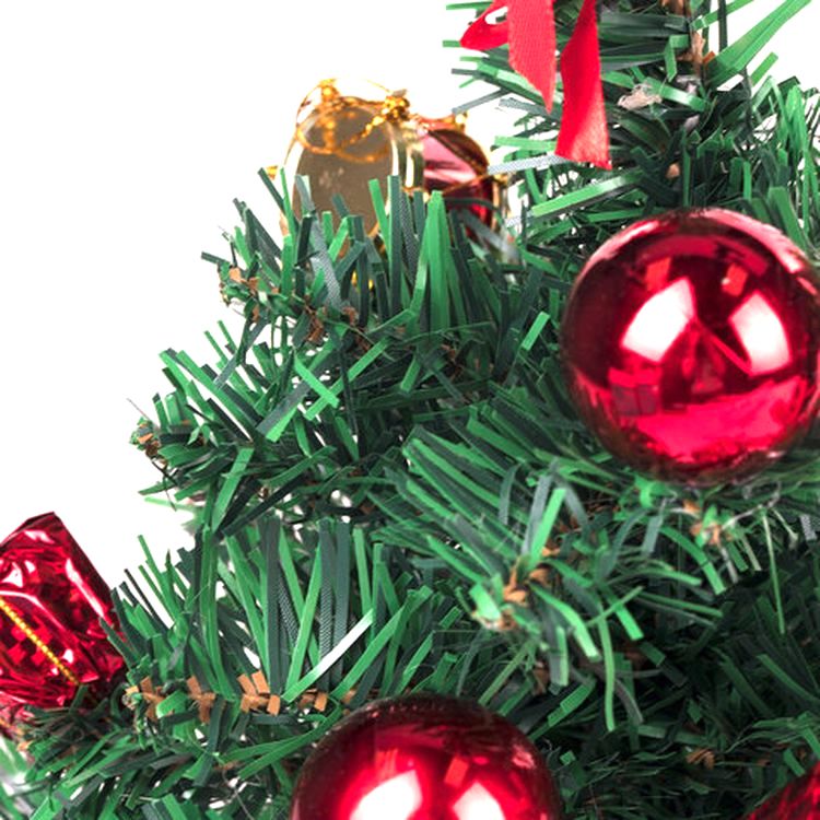 Ель искусственная новогодняя декоративная 30 см, цвет украшений: красный — картинка 2