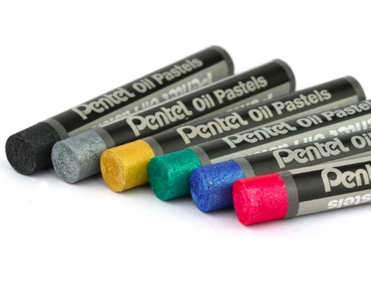 Пастель масляная, металлик, 6 цв., Pentel — картинка 2