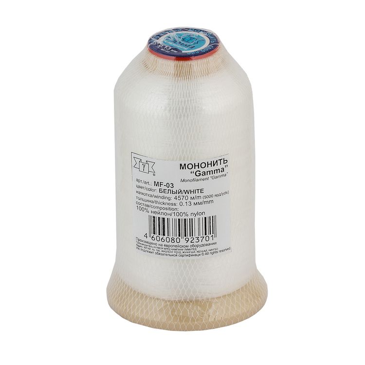Мононить 0,13 мм, 4570 м, 100% нейлон, цвет белый, Gamma — картинка 2