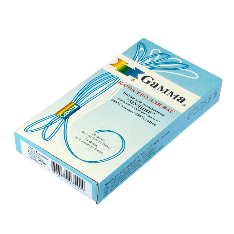 Нитки для вышивания Gamma мулине, 24 шт. по 8 м, цвет: 0415 белый — картинка 4