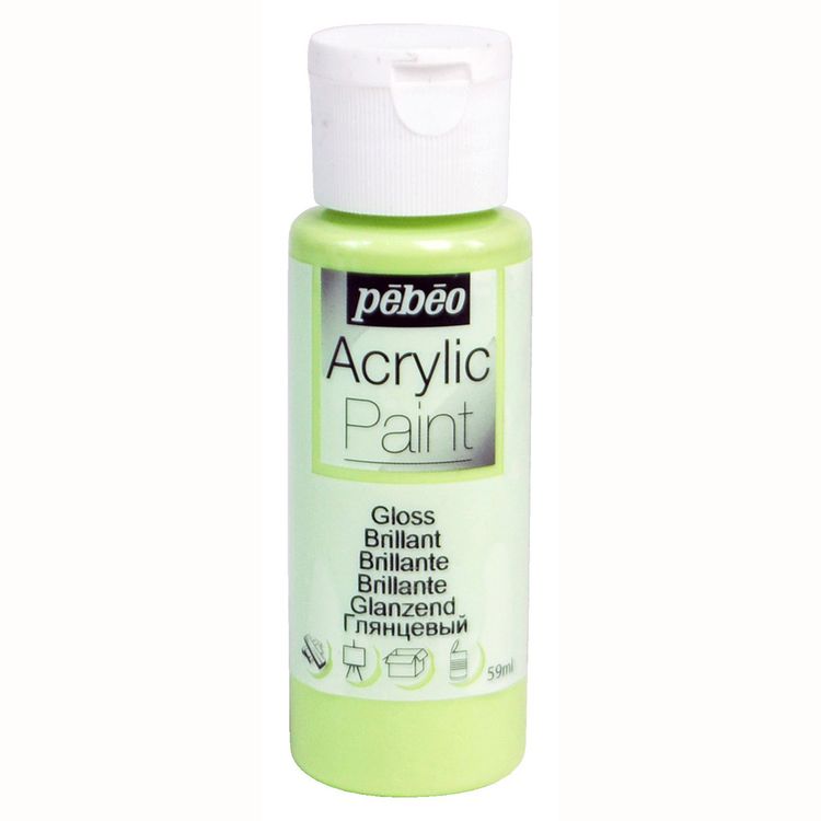 Краска акриловая Pebeo Acrylic Paint декоративная глянцевая (Зеленый нежный), 59 мл