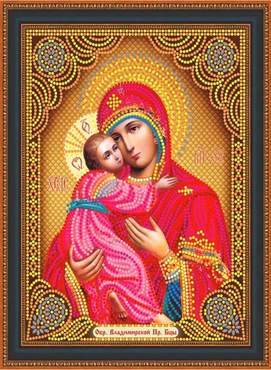Алмазная вышивка 5D «Владимирская икона Божией Матери»