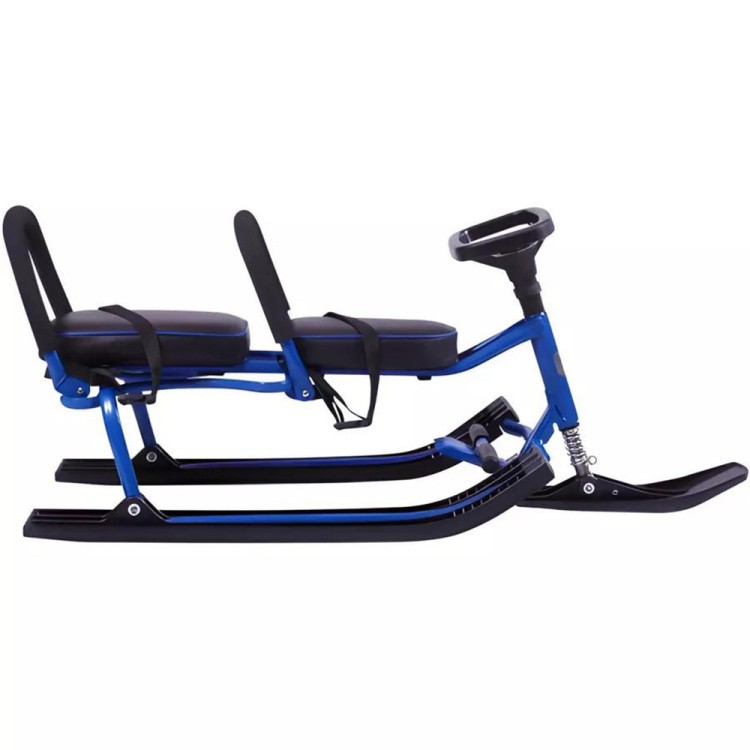 Снегокат детский 503 TWINS BABY со спинкой для двоих синий — картинка 5