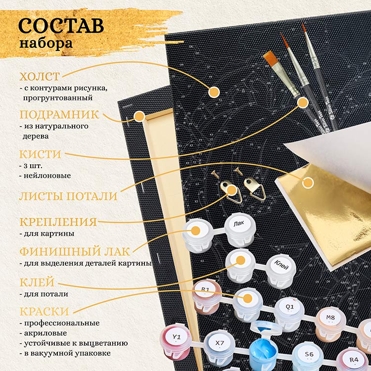 Картина по номерам с поталью «Черный холст Французский бульдог» — картинка 2