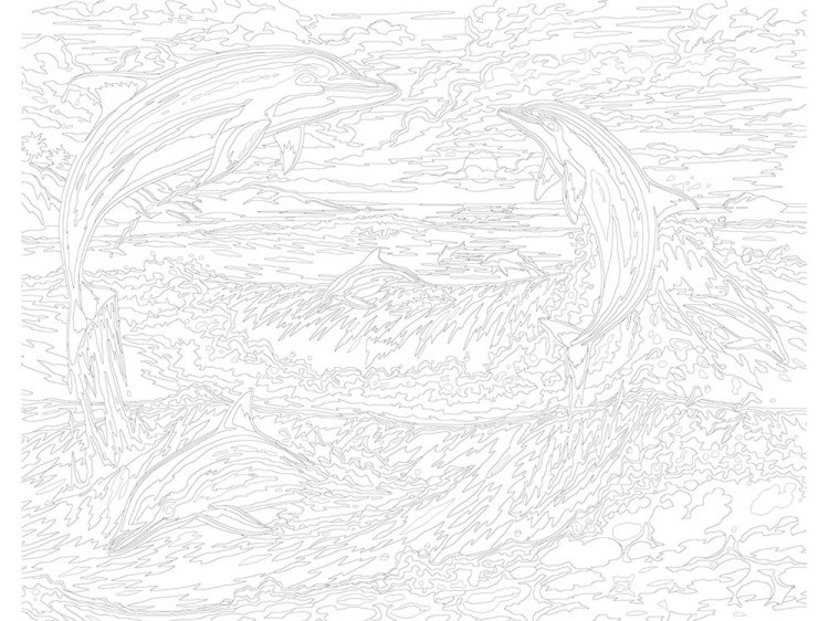 Картина по номерам «Дельфины» — картинка 3