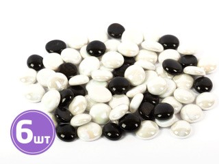 Камни стеклянные марблс, 17 - 19 мм, 6 шт. по 340 г, цвет: черный, белый, Blumentag Камни стеклянные марблс, 17 - 19 мм, 6 шт. по 340 г, цвет: черный, белый, Blumentag