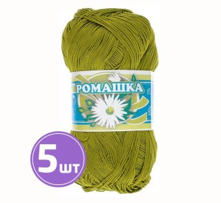 Пряжа ПНК им.Кирова Ромашка (4806), зеленый горошек, 5 шт. по 75 г Пряжа ПНК им.Кирова Ромашка (4806), зеленый горошек, 5 шт. по 75 г