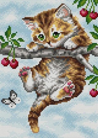 Алмазная вышивка «Котенок и бабочка» Алмазная вышивка «Котенок и бабочка»