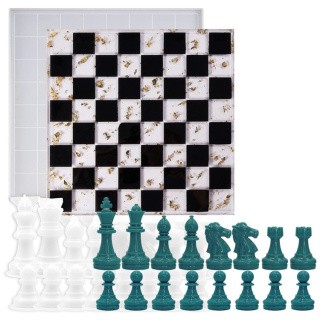 Силиконовые молды - Шахматная доска + большие шахматные фигуры, 31,5x31,5см Силиконовые молды - Шахматная доска + большие шахматные фигуры, 31,5x31,5см