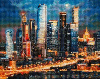 Алмазная вышивка «Вечерние огни Москва Сити» Алмазная вышивка «Вечерние огни Москва Сити»