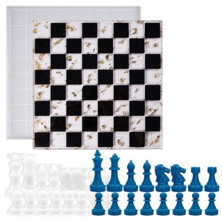 Силиконовые молды - Шахматная доска + шахматные фигуры, 31,5x31,5см Силиконовые молды - Шахматная доска + шахматные фигуры, 31,5x31,5см