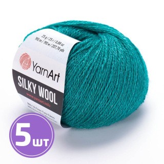 Пряжа YarnArt Silky Wool (339), меланж изумрудный, 5 шт. по 25 г Пряжа YarnArt Silky Wool (339), меланж изумрудный, 5 шт. по 25 г